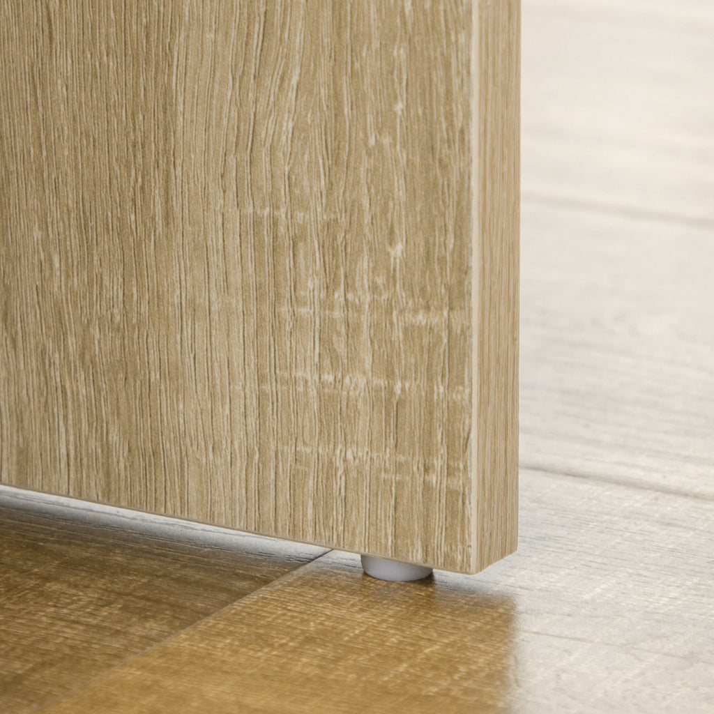 Ensemble de coiffeuse table de maquillage avec tabouret rembourré grand miroir + plusieurs étagères ouvertes + 4 tiroirs bois naturel-8