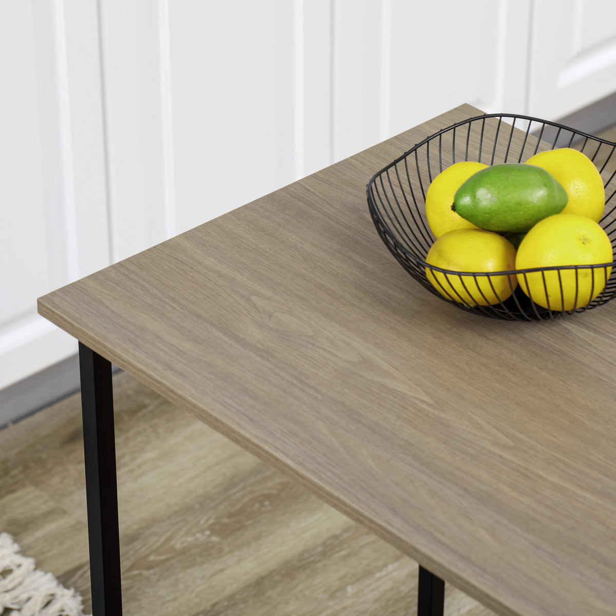 Ilot centra table de bar plateau latéral  rabattable et 3 étagères 120 x 76 x 91,4 cm gris clair-7
