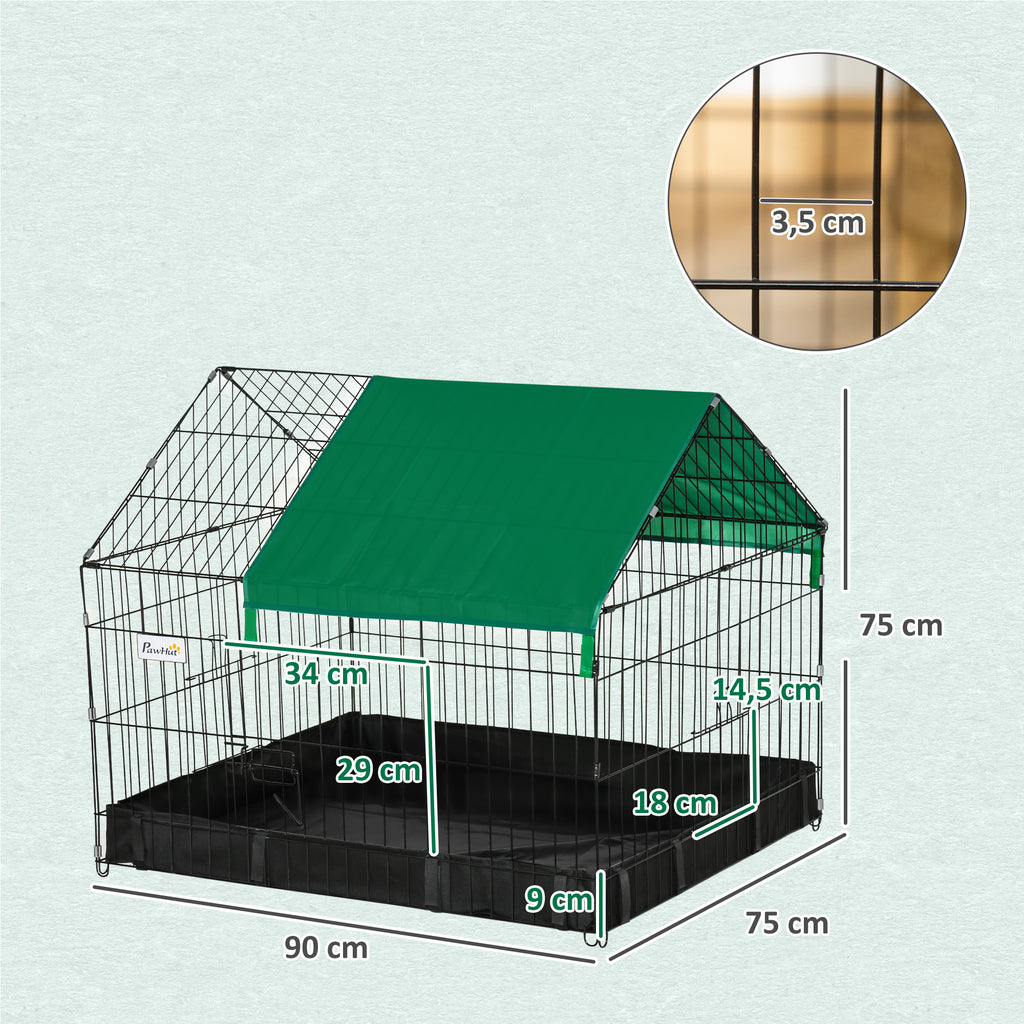 Cage enclos lapins petits animaux rongeurs Intérieur ou Extérieurs avec bache Protection Inclus - 90 x 75 x 75 cm-2