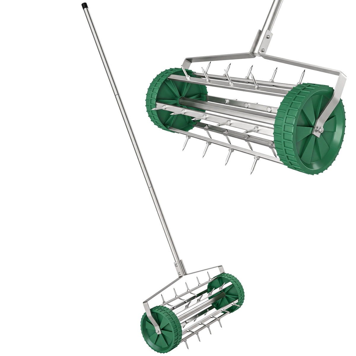 Rouleau aérateur pour pelouse avec manche réglable en 3 sections 139 x 43,5 x 15 cm Vert-0