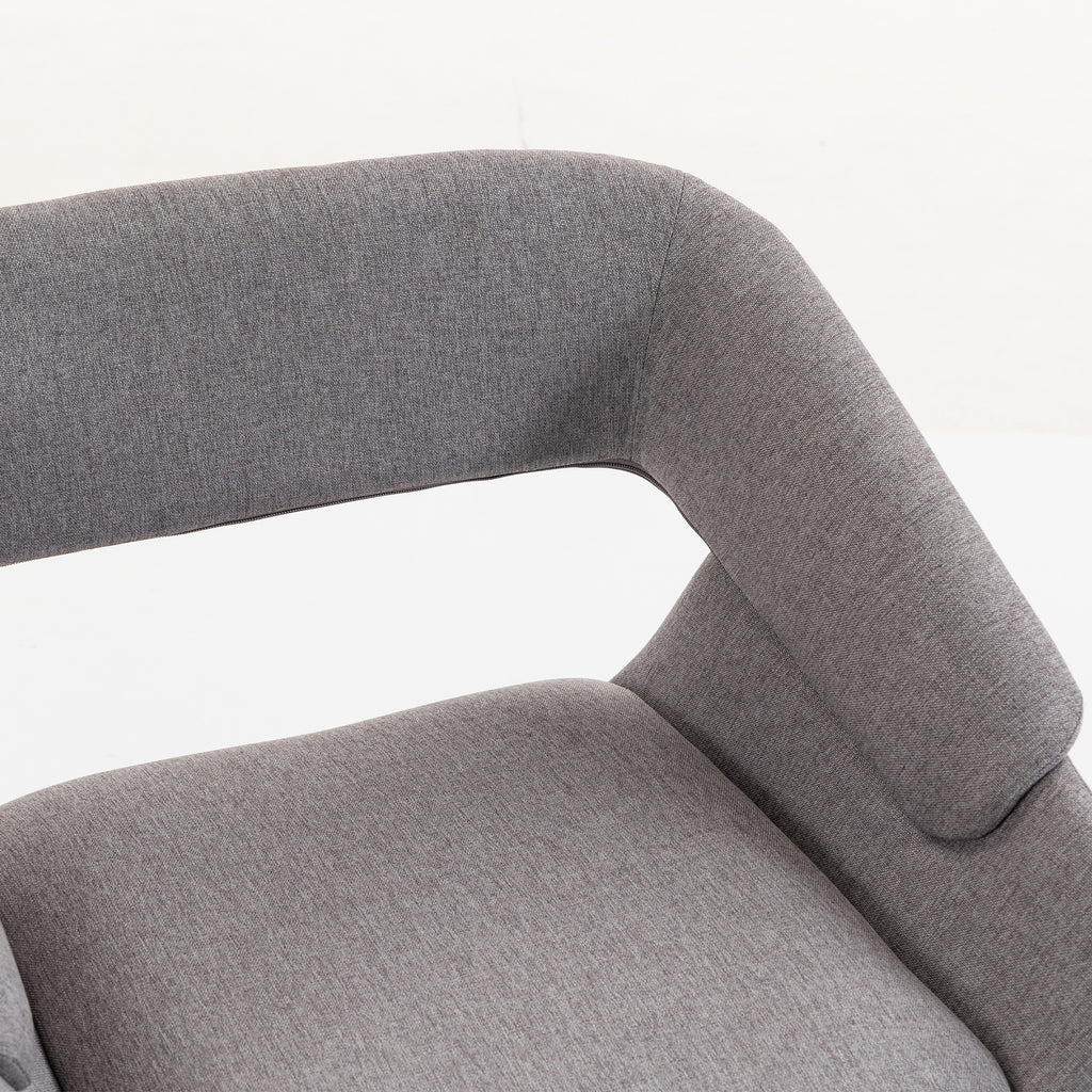 Lot de 2 Chaises Salle à Manger, Chaises de Cuisine en Tissu Effet Lin, Dossier Incurvé, Pieds en Bois de Hêtre, Gris-9