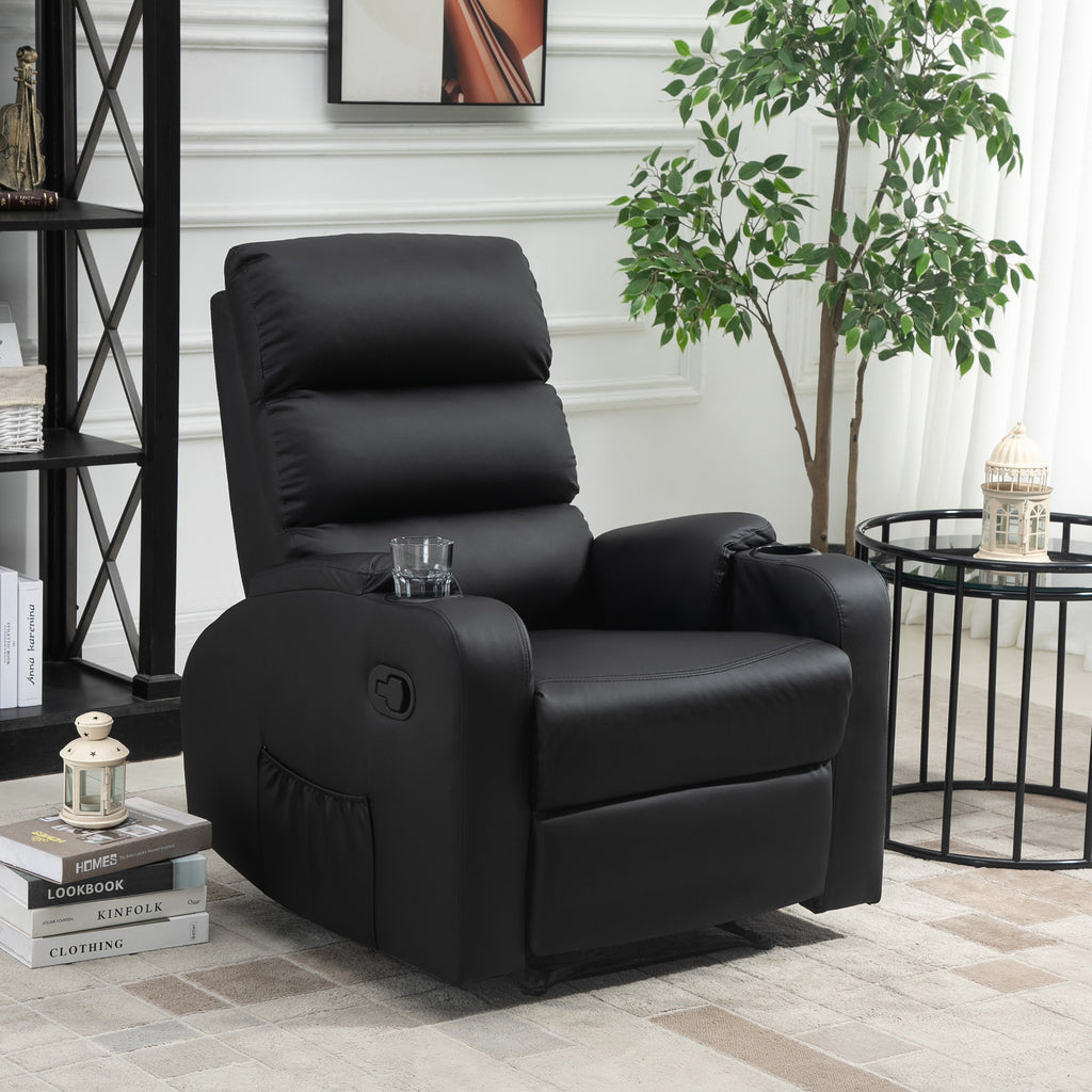 Fauteuil de Relaxation inclinable avec Repose-Pied Ajustable revêtement synthétique Noir-1
