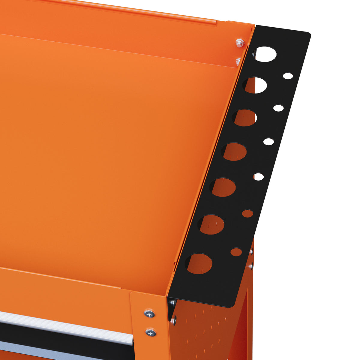 Chariot d'atelier servante atelier à 3 niveaux avec tiroir, porte-outils latéral et poignée, 82x35x76 cm, orange-9