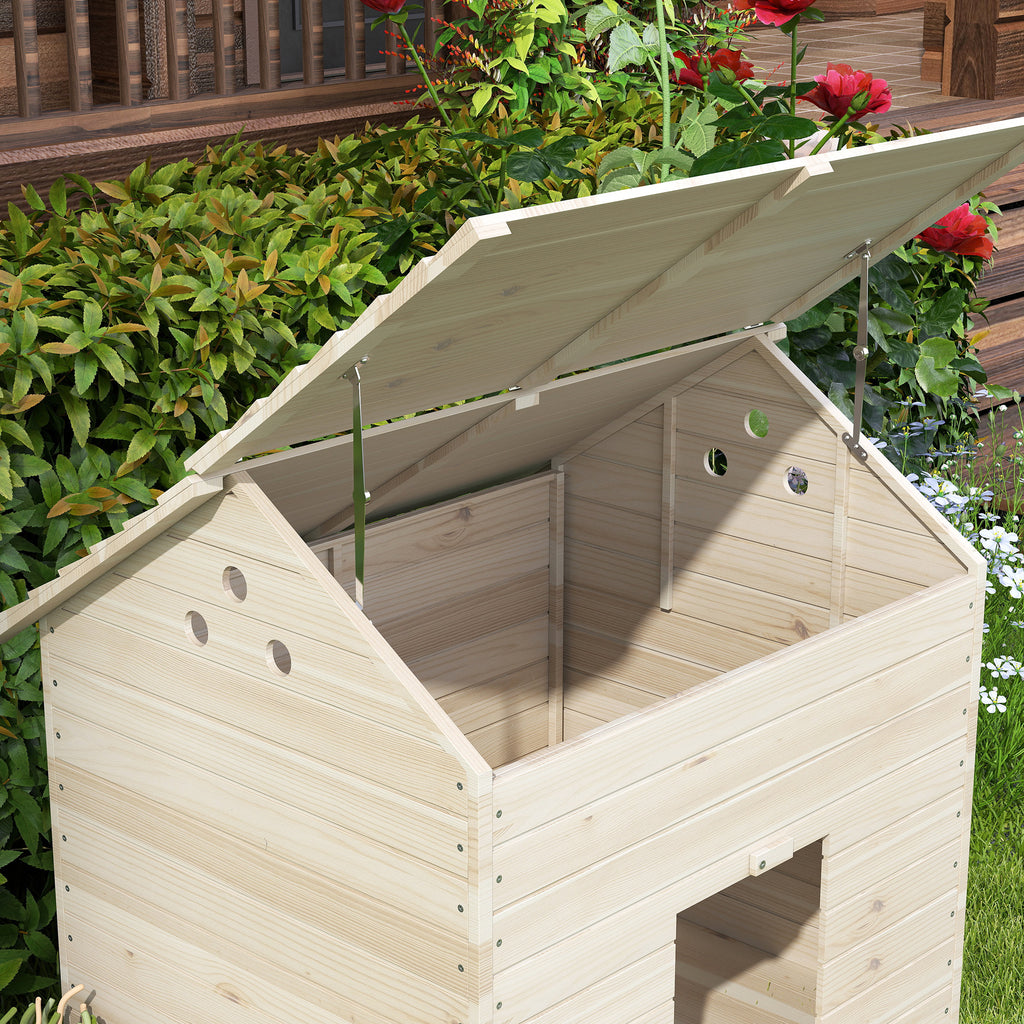 Abri pour canards maison pour canards avec toit ouvrant ventilation et porte-rampe 100 x 82,5 x 91 cm bois naturel-7