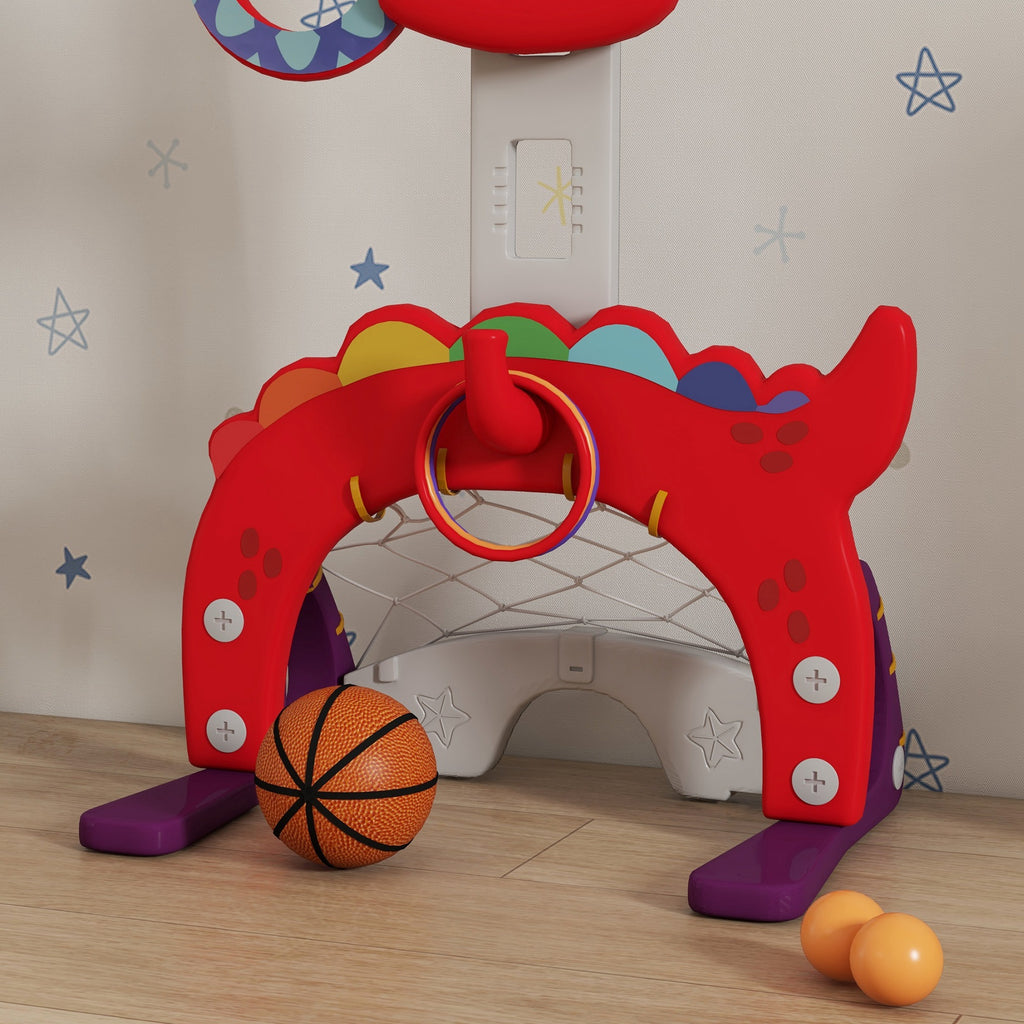 Panier de basket-ball pour enfants, hauteur réglable, 5 en 1 lancer de balles, golf, football jeu de lasso, 3-6 ans-8