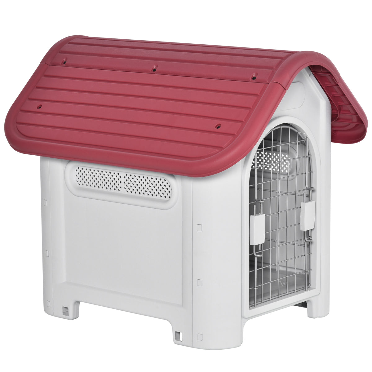 Niche pour chien extérieur et intérieur double porte en métal et multi-ventilation 59 x 75 x 66 cm rouge-0