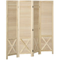 Paravent intérieur en bois 4 panneaux séparateur de pièce pliable panneau perforé 152 x 1,7 x 144,5 cm bois naturel-0