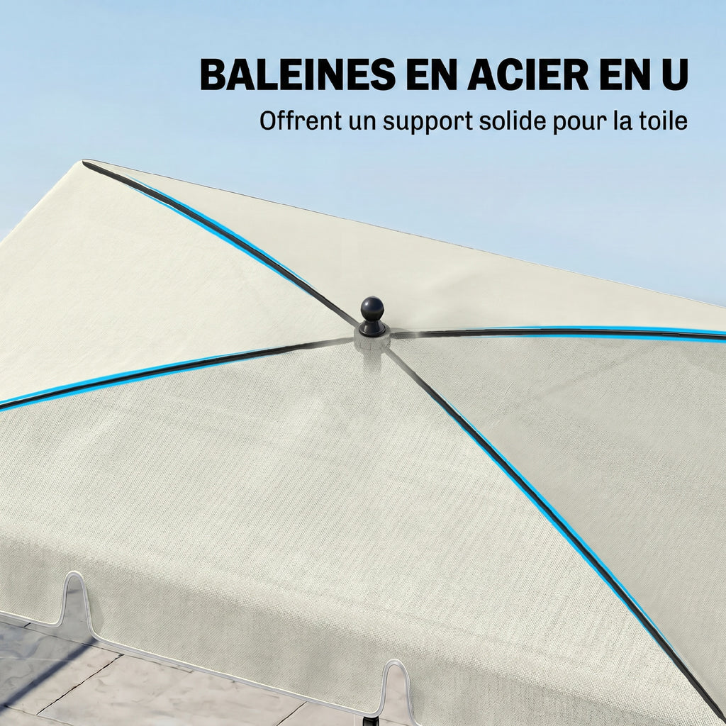 Parasol de jardin Parasol droit rectangulaire inclinable alu métal polyester haute densité 2 x 1,3 m beige clair-4