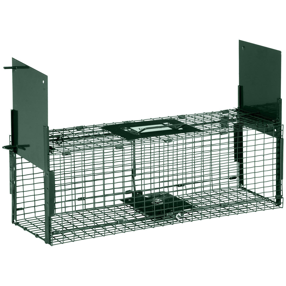 Piège Vivant Cage Attrape 60 x 18 x 20 cm Piège Fouine pour Martres, Rats, Souris - 2 entrées + poignée - métal vert-0