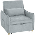 Fauteuil convertible 1 place 3 en 1, fauteuil-lit clic-clac en chenille, assise large dossier réglable, 88x84x87cm, gris-0
