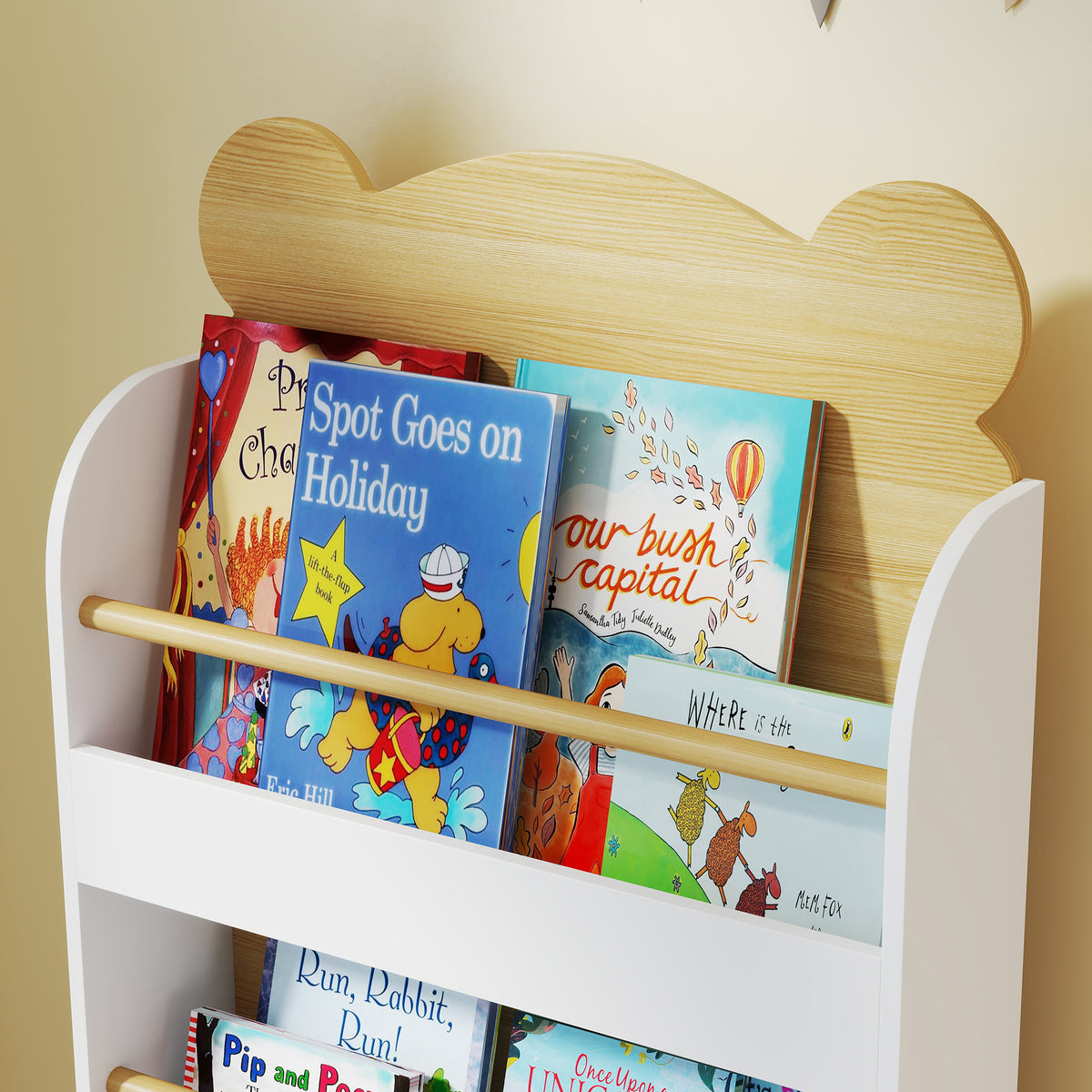 Bibliothèque pour enfant, rangement livre enfant 3 niveaux pour salle de jeux, chambre d'enfant, bois naturel-8