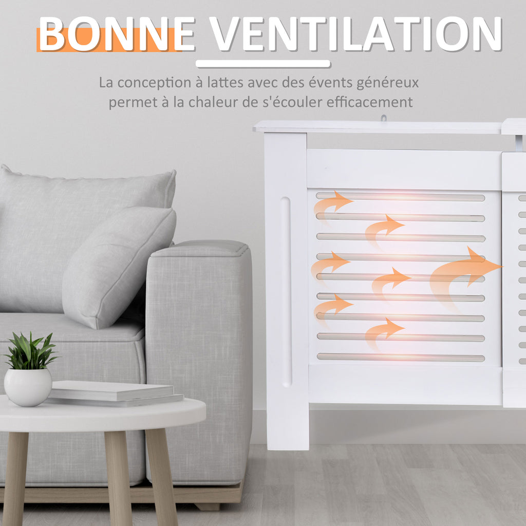 Cache-radiateur Design Contemporain Longueur Extensible 139-208,5 x 20,5 x 82,5 cm MDF Blanc-3