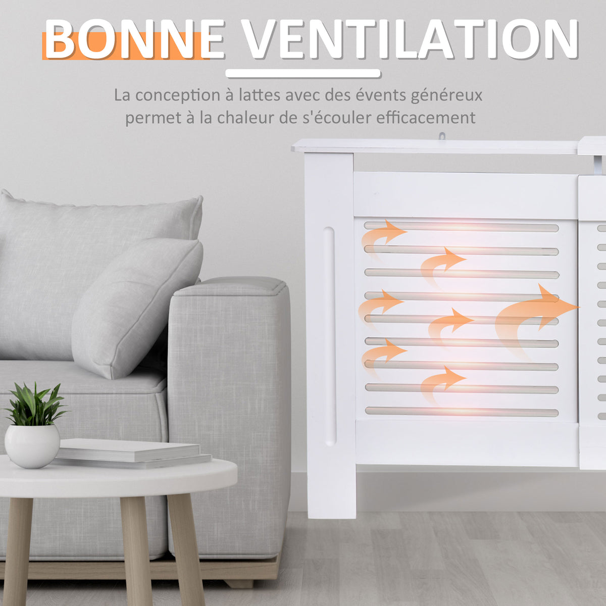 Cache-radiateur Design Contemporain Longueur Extensible 139-208,5 x 20,5 x 82,5 cm MDF Blanc-3