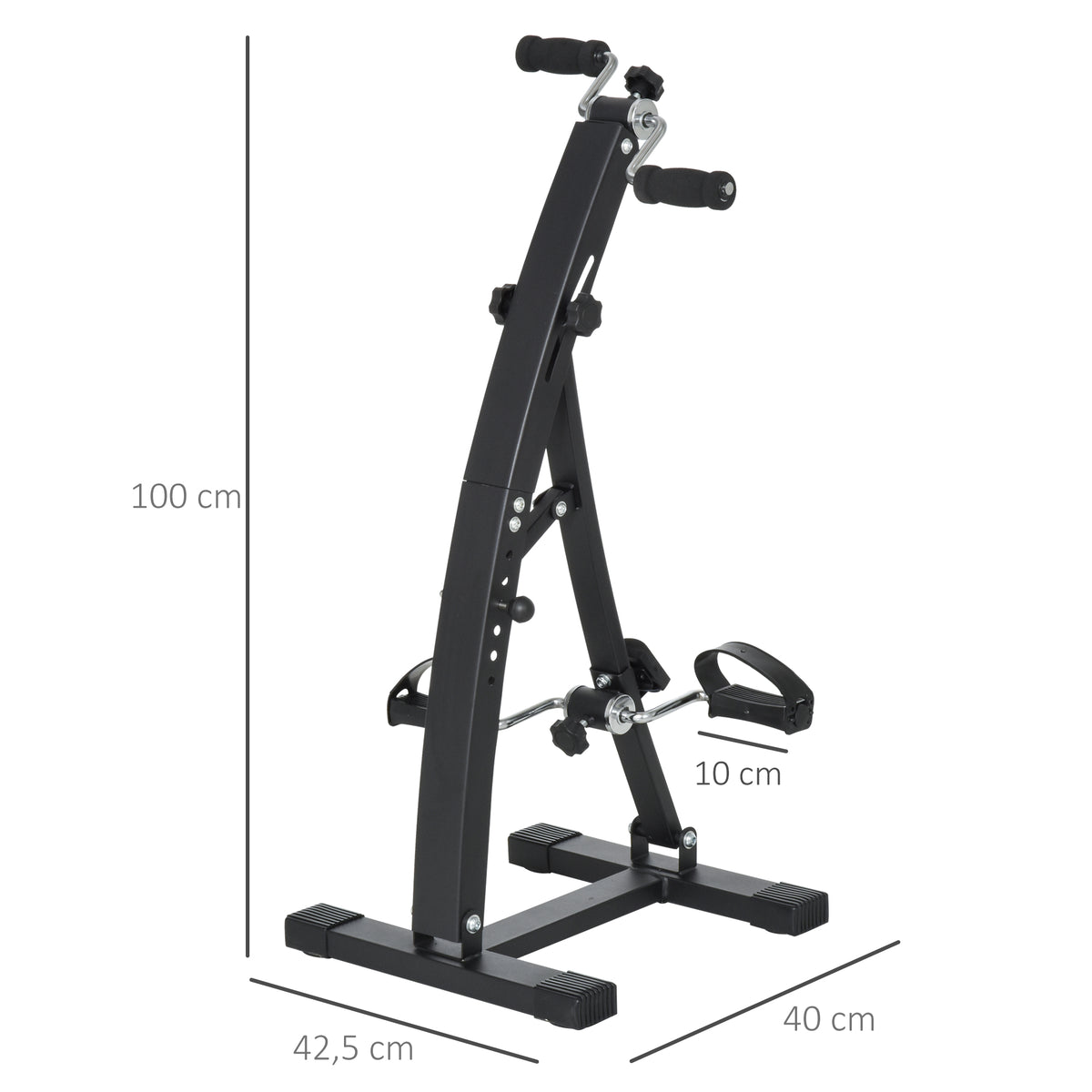 Vélo d'appartement pédalier rééducation bras jambes 40L x 42,5l x 100H cm hauteur guidon réglable noir-2