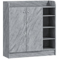 Meuble de rangement à chaussures pour entrée avec 4 compartiments ouverts et placard double porte - étagère réglable-0