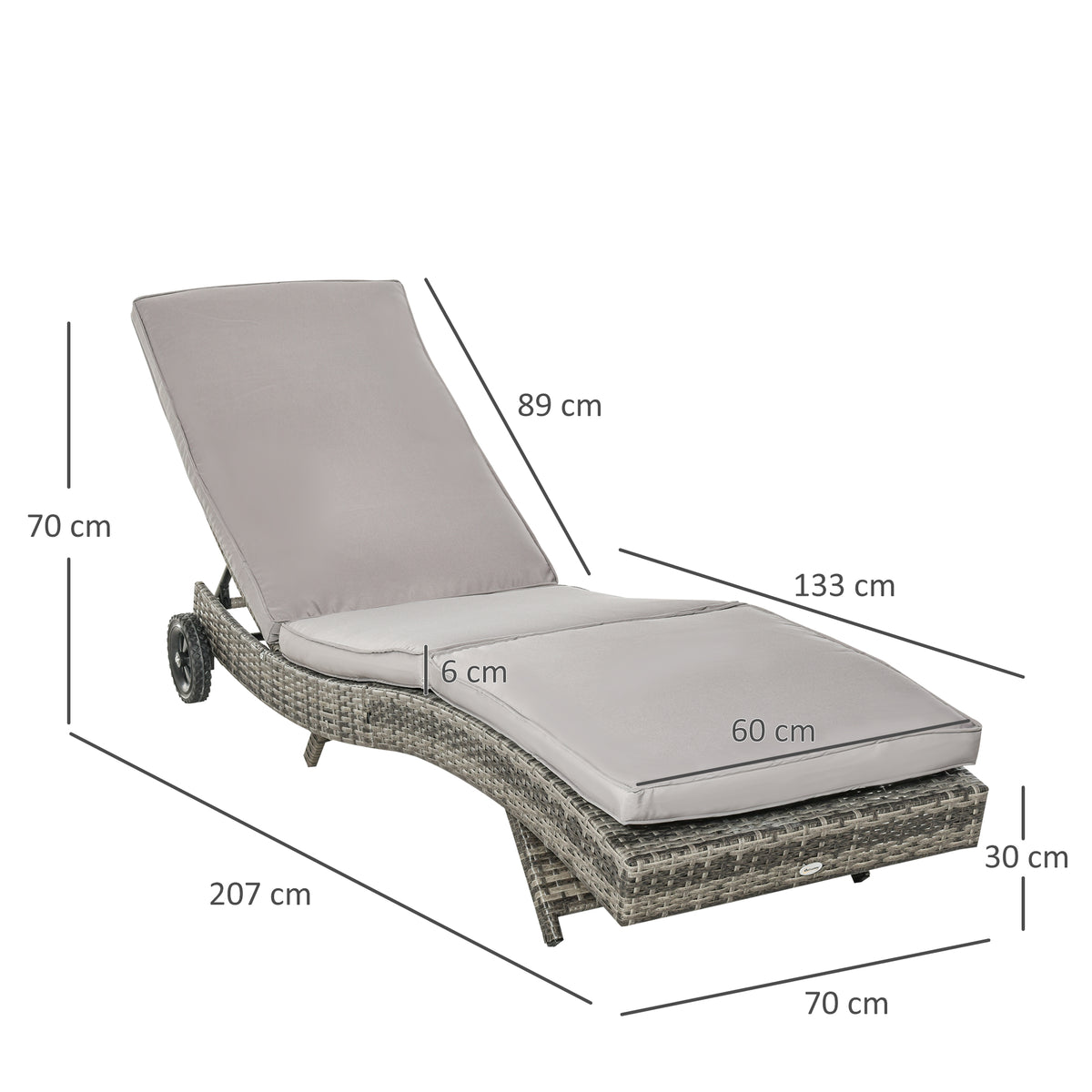 Bain de soleil transat - dossier inclinable 5 positions roulettes - matelas déhoussable inclus - résine-2
