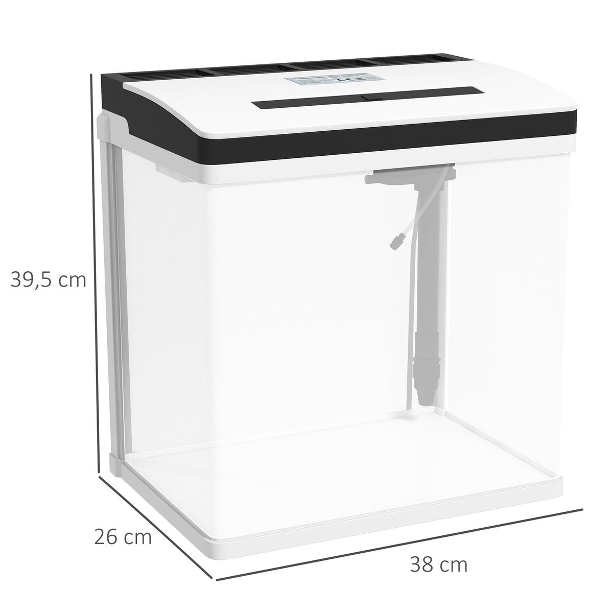 Aquarium en verre avec filtre couvercle et lumière LED pour poissons capacité 28L 38 x 26 x 39,5 cm blanc-2