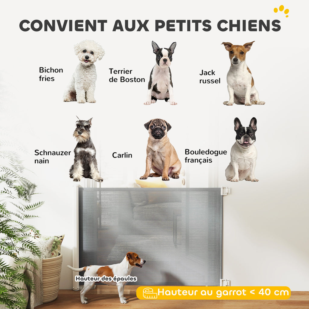 Barrière de sécurité barrière animaux rétractable automatique 1,15L x 0,83H m teslin métal gris-8