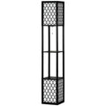 Lampadaire étagère 2 lampes 2 étagères 4 niveaux MDF noir motif nid d'abeille 26 x 26 x 156 cm noir-0