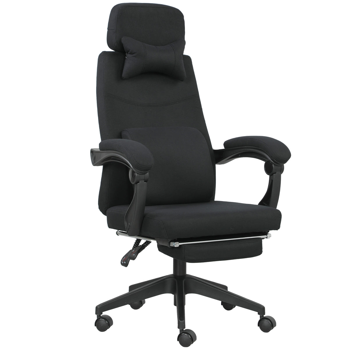 Fauteuil de bureau chaise de bureau grand confort dossier réglable repose-pied roulettes 360° lin 62 x 68 x 127 cm noir-0