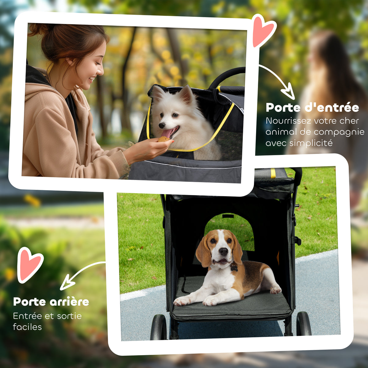 Poussette chien chariot pour chat 4 roues pliage en un clic laisse de sécurité charge 30 kg 112 x 67 x 100 cm gris foncé-6