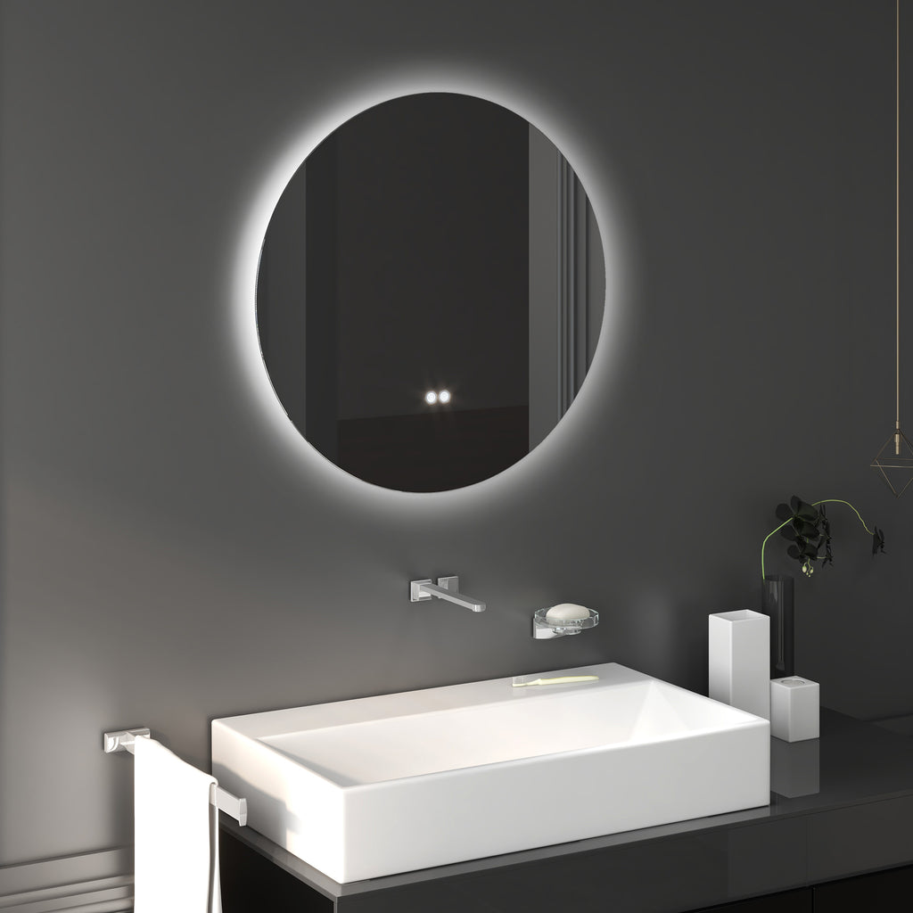 Miroir rond lumineux LED de salle de bain Ø 70 cm mural avec éclairage interrupteur tactile système antibuée  35 W gris-9