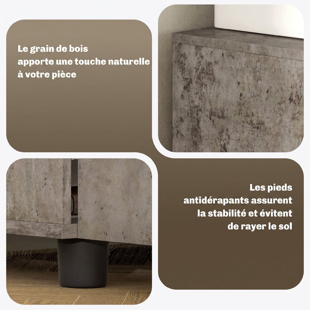 Armoire de Bureau à 2 Niveaux, Meuble de Rangement Bureau avec 2 Portes, Serrures et Clés, 80x40x80cm, Gris-4