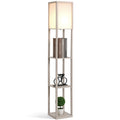 Lampadaire étagère 26L x 26l x 160H cm 3 étagères 4 Niveaux MDF chêne-0