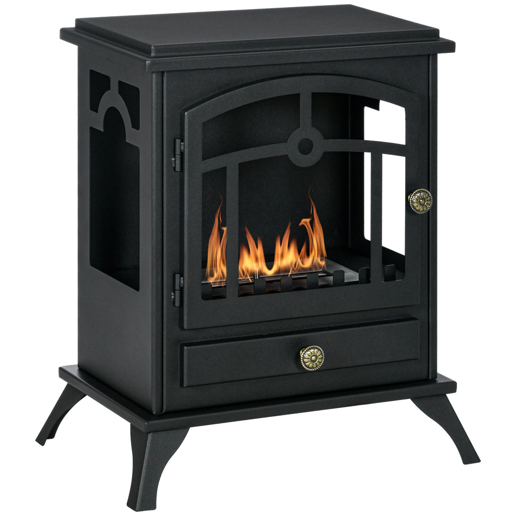 Cheminée bioéthanol sur Pied, brûleur 1,2 L, environ 3 h de durée de combustion Dim. 45L x 28l x 54H cm Acier Noir-0