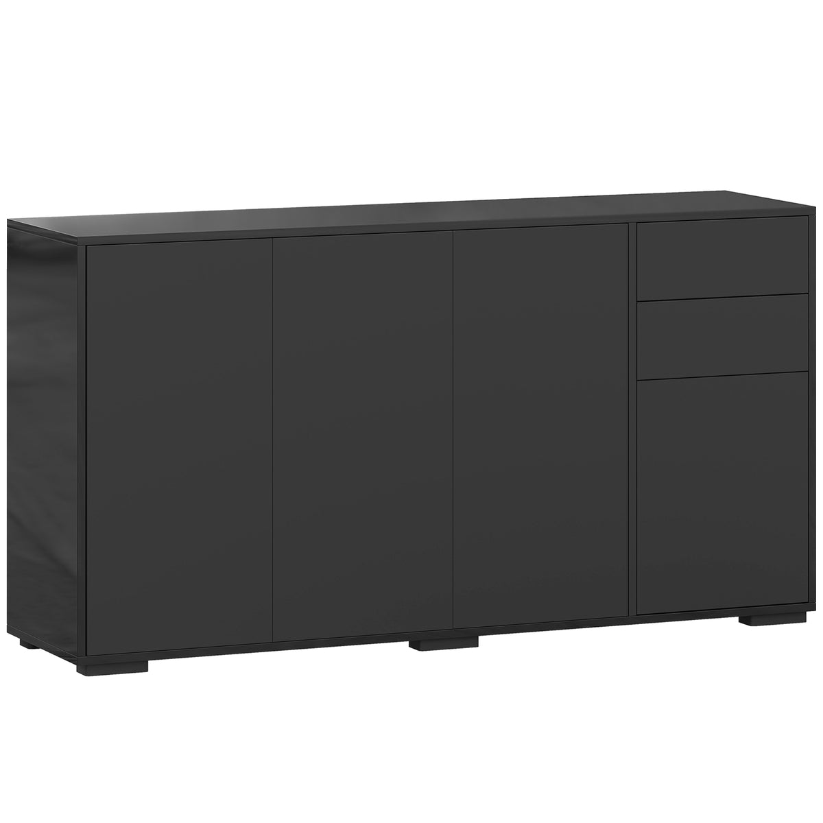 Buffet meuble de rangement 2 tiroirs coulissants 4 portes étagère réglable panneaux de particules 140 x 36 x 74 cm noir-0