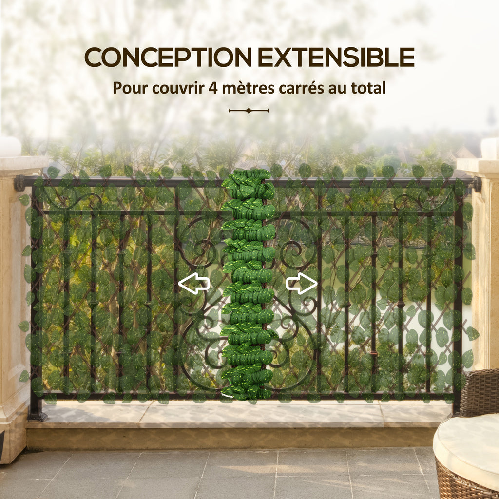 Lot de 2 haies artificielles Treillis Extensible - Brise-Vue végétale Feuillage réaliste, 2 x 1 m-3