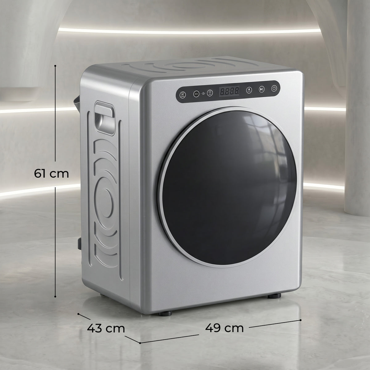 Sèche linge à évacuation, sèche-linge électrique 1000 W 3 Kg, 6 modes de séchage, minuterie, acier inoxydable, argent-2