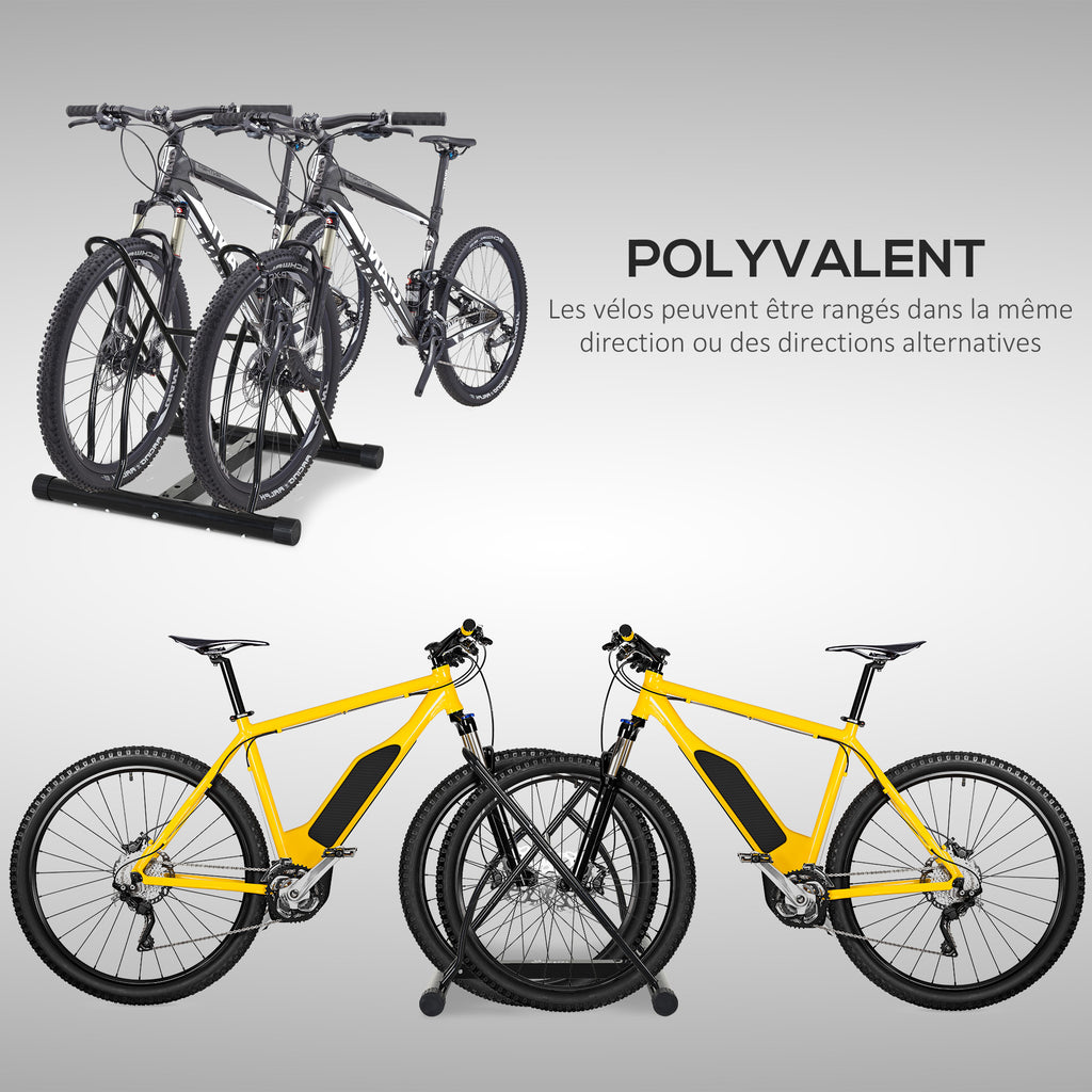 Râtelier 2 vélos modulable dim. 54L x 60l x 57H cm acier époxy noir-3