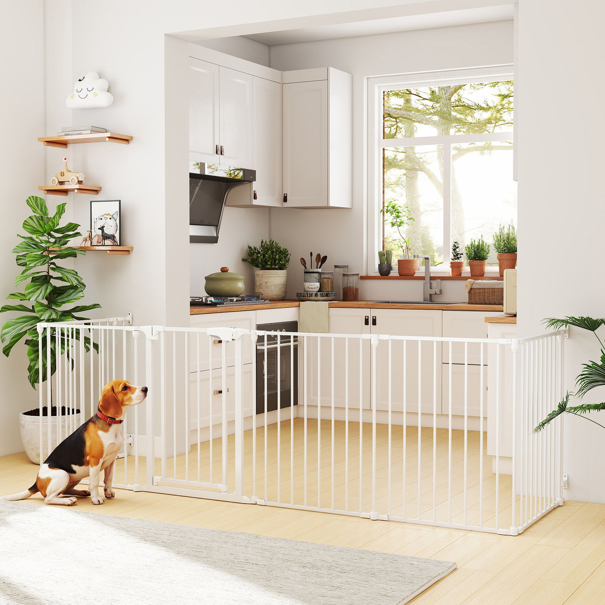 Barrière de sécurité en métal parc enclos pliable et modulable pour chien et enfant 6 panneaux 61 x 75 cm blanc-1