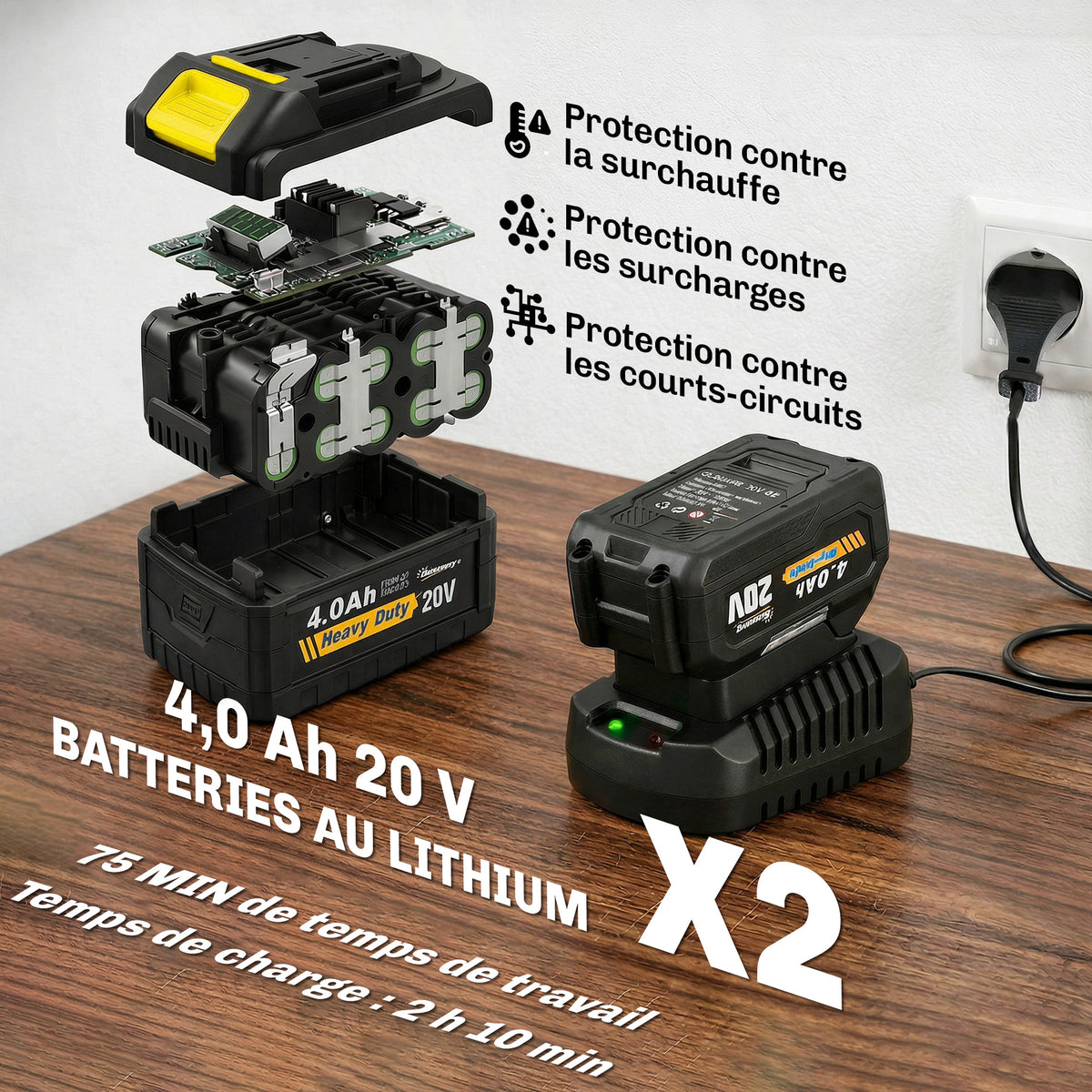 Motobineuse sans Fil Motoculteur Électrique 18V 355W avec 2 Batteries 4,0Ah Léger et Anti-mal de Dos, Largeur 20cm Gris-4