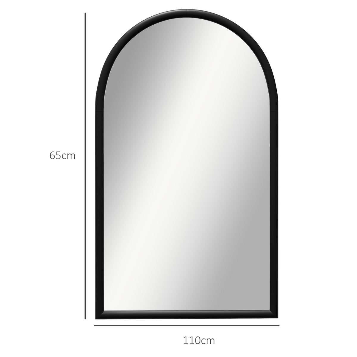 Miroir mural arche, 110 x 65 cm Cadre en bois, Miroir arqué pour le salon, la chambre, l'entrée, noir-2