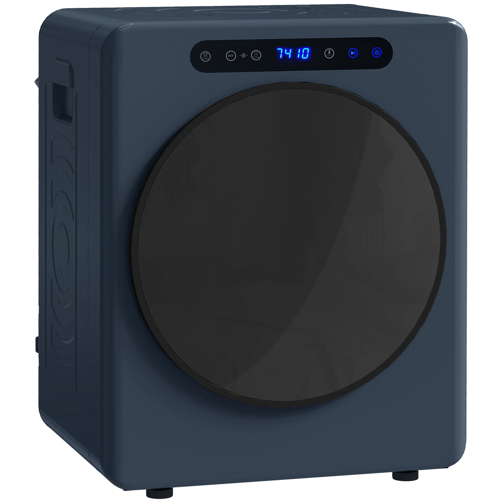 Sèche linge à évacuation, sèche-linge électrique 1000 W 3 Kg, modes Extra Dry et ECO, minuterie, acier inoxydable, bleu-0