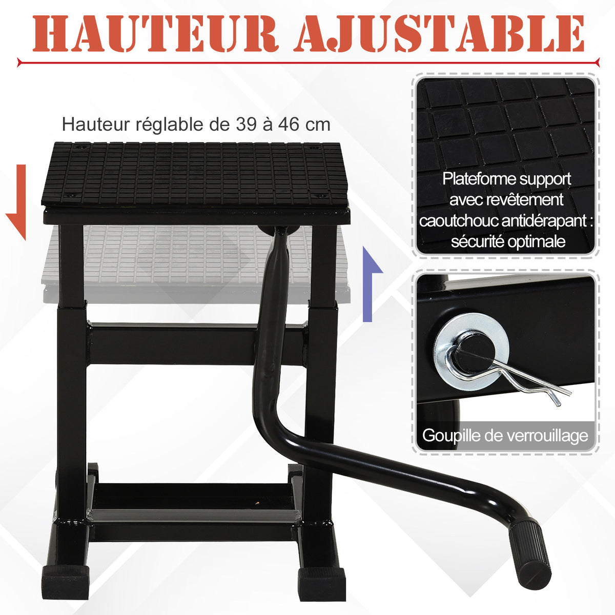 Support universel de moto réglable cric hydraulique lève moto béquille d'atelier stand moto tout-terrain moto cross supermotard noir-4