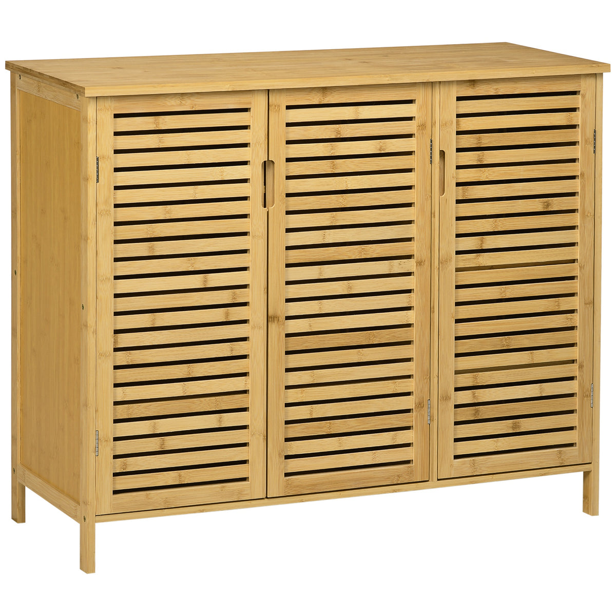 Meuble à chaussures armoire à chaussures style naturel - 2 placards avec 8 étagères - en bambou bois naturel-0