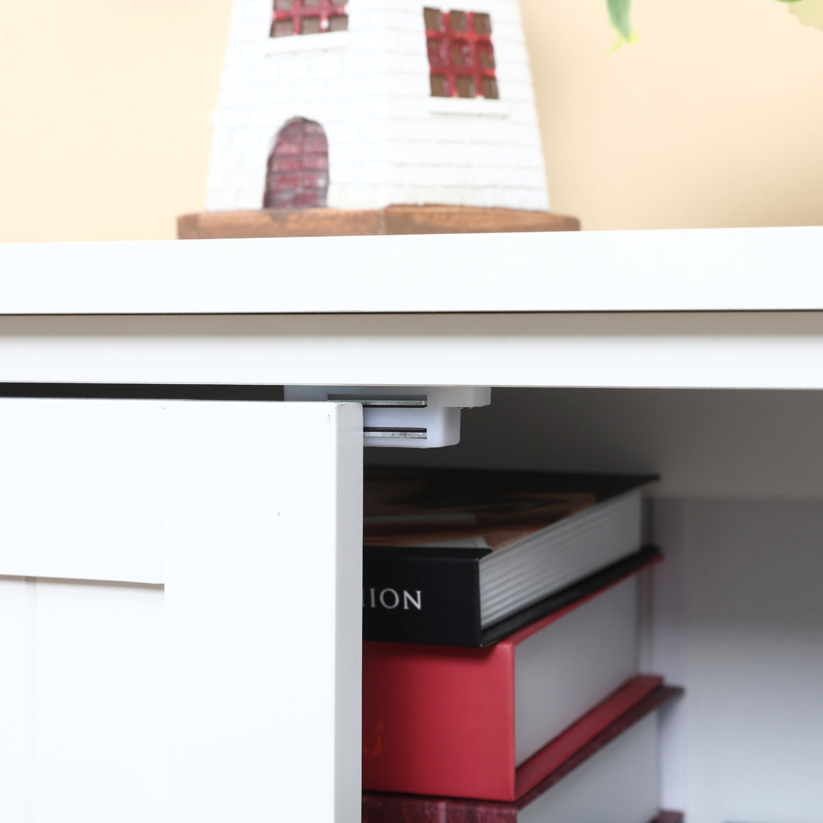 Buffet de cuisine armoire de cuisine contemporaine multi-rangements 2 placards 3 étagères 60 x 30 x 123 cm blanc-8