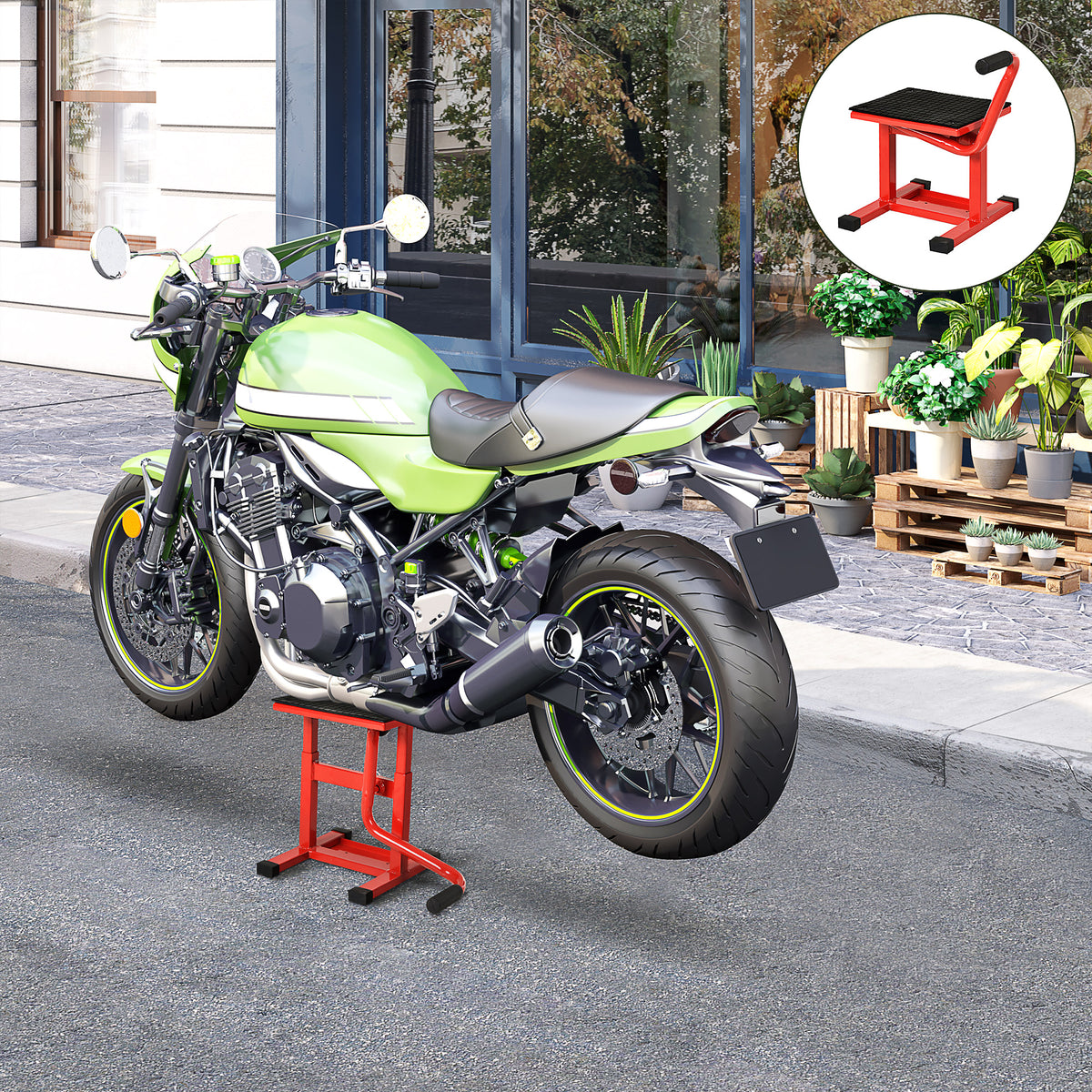 Support universel de moto réglable cric hydraulique lève moto tout-terrain moto cross supermotard rouge-1