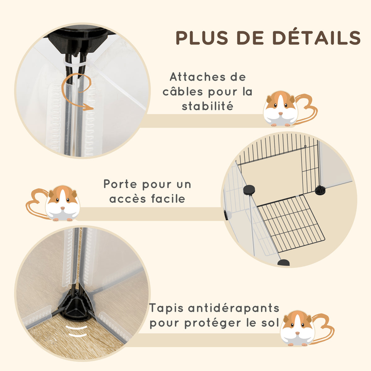Lot de 2 enclos parc modulable pour petits animaux 40 panneaux pour lapin hamster chiot cochon 175 x 70 x 45 cm blanc-5