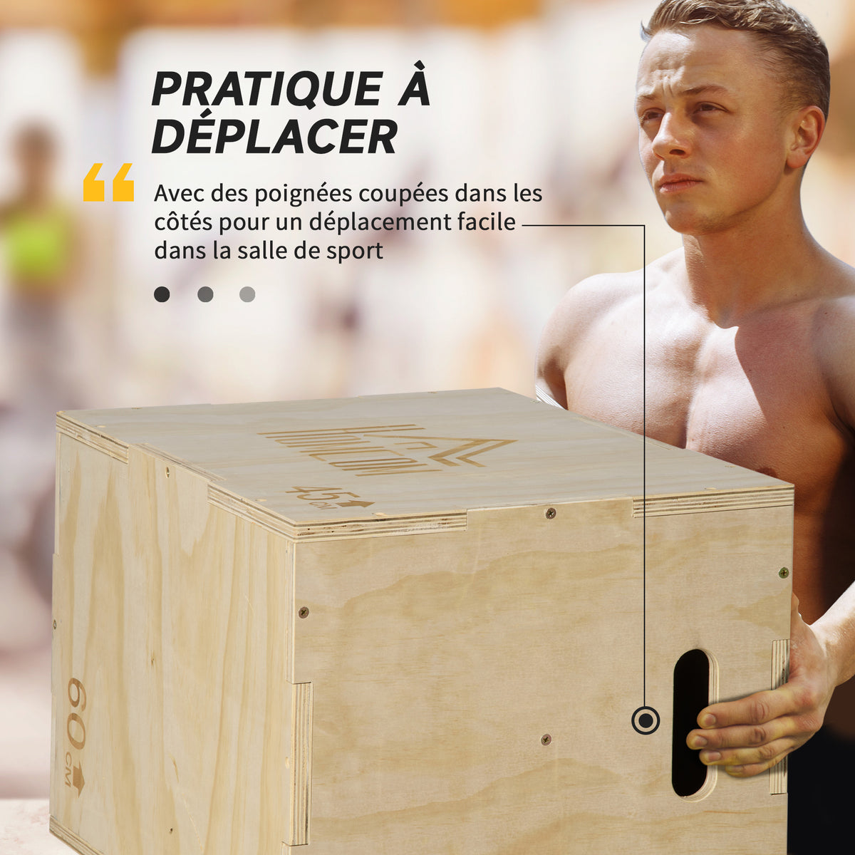 Box jump pliométrie 3 en 1 appareil boîte à saut musculation fitness & entraînement croisé plyobox pour box training 40/45/60 cm en bois-4