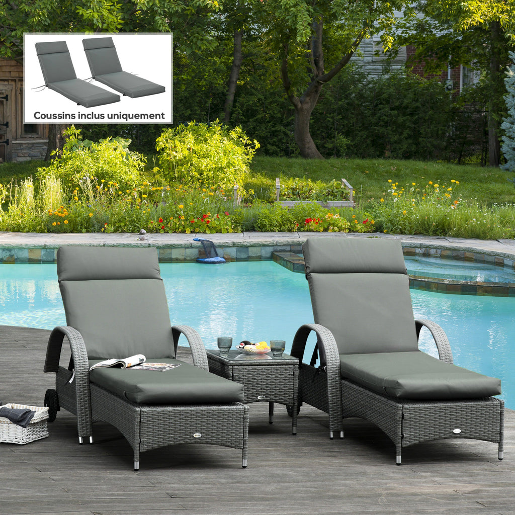 Lot de 2 Matelas pour Chaise Longue transat Bain de Soleil avec Sangles d'attache pour Jardin MATELAS-9