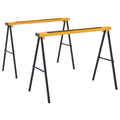 Lot de 2 tréteaux pliables compactes poignée transport dim. 100L x 50l x 76H cm surface antidérapante métal noir jaune-0