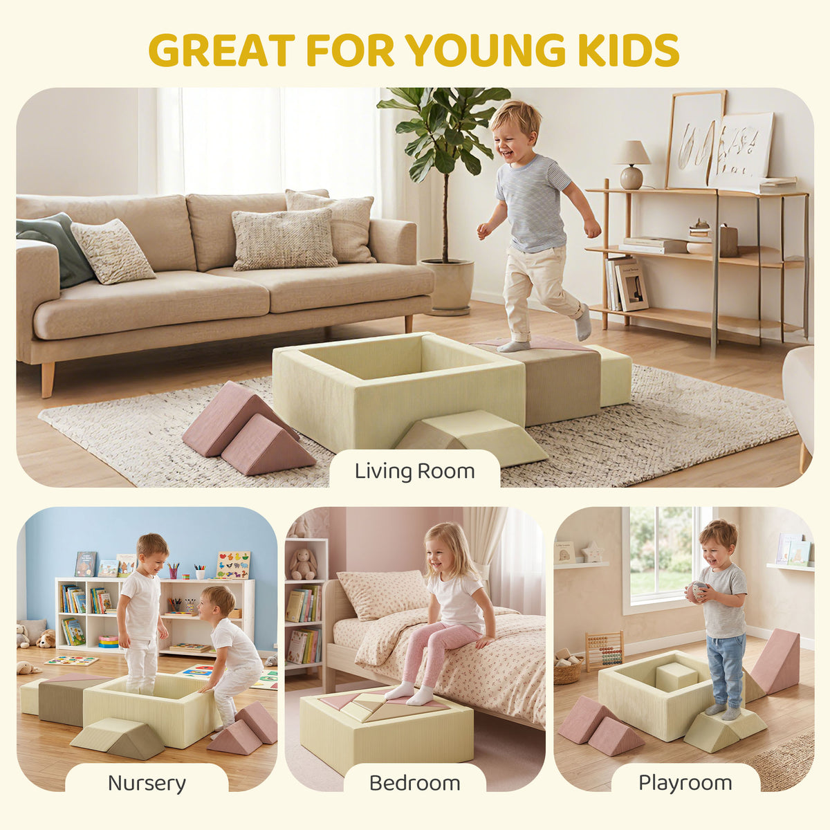 Parcours motricité bébé 9PCS avec piscine à balles, module en mousse souple avec housse en velours côtelé, multicolore-7