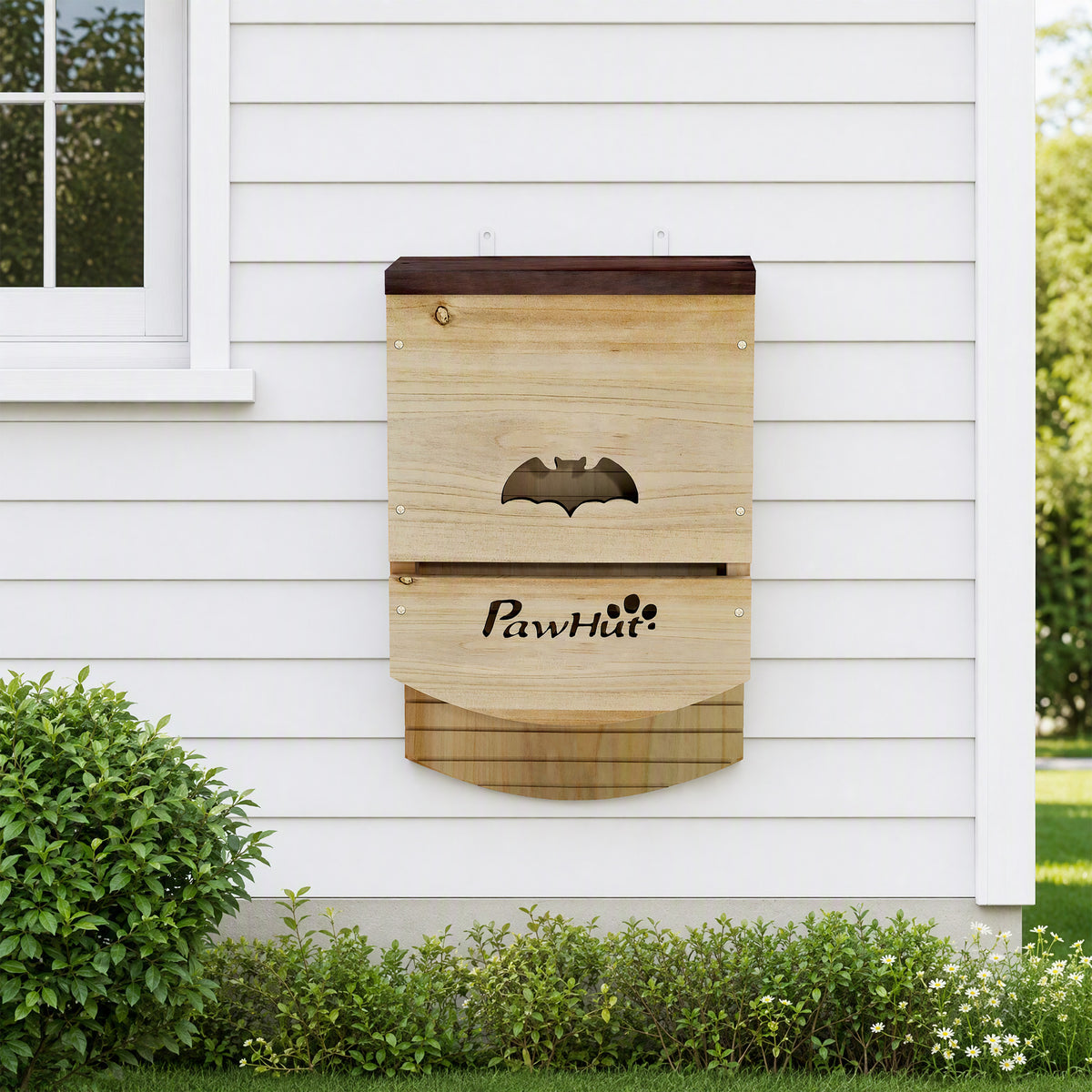 Lot de 3 Nichoirs Chauve Souris en Bois abri à chauves-souris avec Plateforme Rainurée 23 x 9,5 x 36,5 cm bois naturel-1