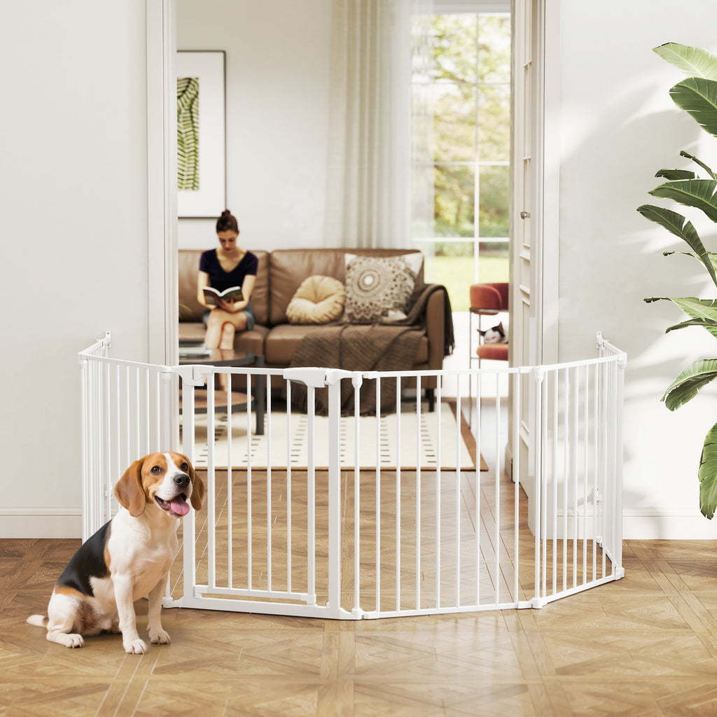 Barrière de sécurité en métal parc enclos pliable et modulable pour chien et enfant 6 panneaux 61 x 75 cm blanc-9
