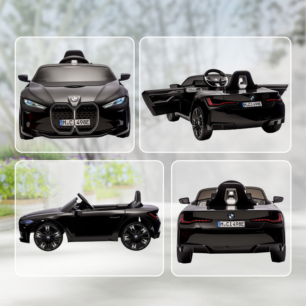Voiture électrique pour enfants licence BMW I4 12V avec télécommande MP3 Musique Lumières et Ceinture 115x67x45 cm Noir-8