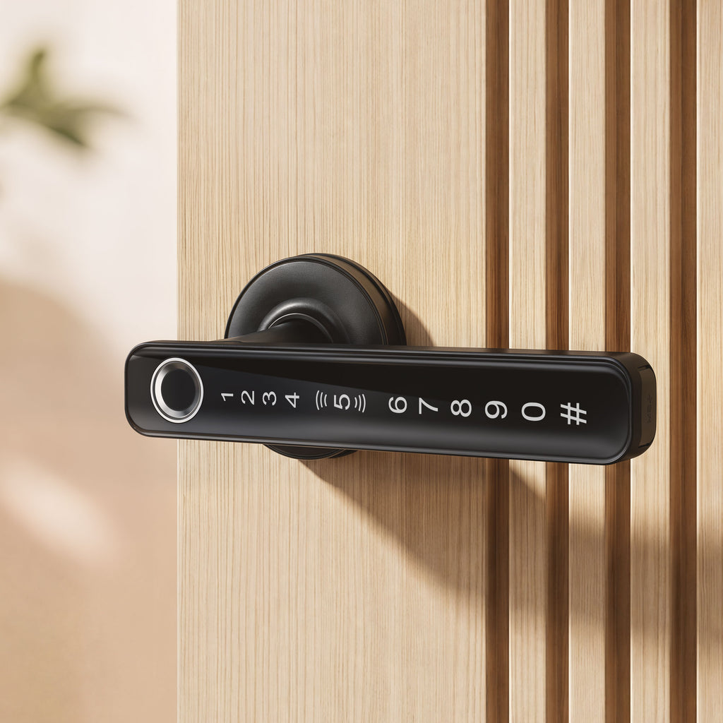 Serrure de Porte Intelligente, 5 Accès par Empreinte, Code, Carte NFC, Application Tuya/Smart Life et Clé, Noir-1